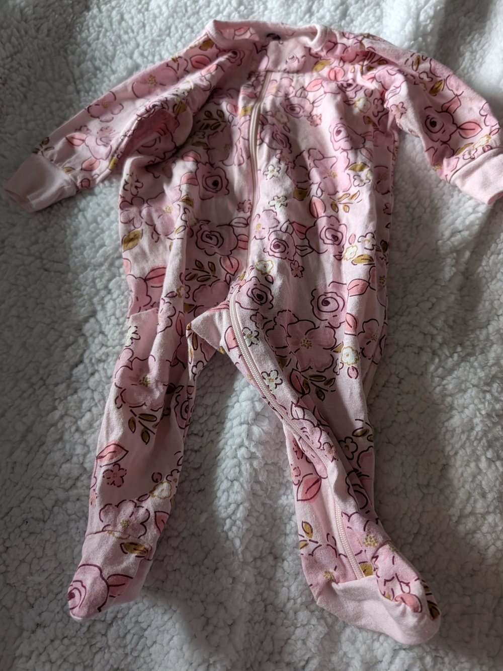 Gerber Pink Floral Footed One-Piece Pajama